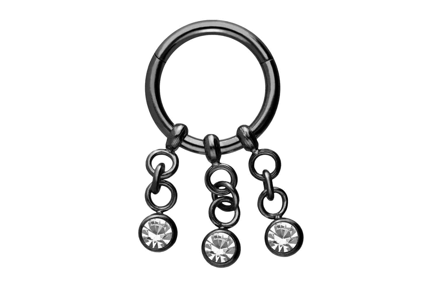Chirurgenstahl Segmentring Clicker Piercing 3 KETTEN + KRISTALLE ++SALE++